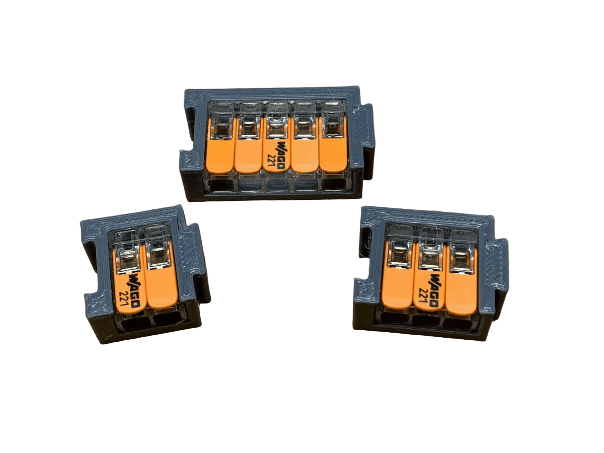 WAGO 221 Halterung 2er / 3er / 5er mit Anreihnoppen – sauberes Kabelmanagement für Modellbahn & Elektrik - DSEG - Shop