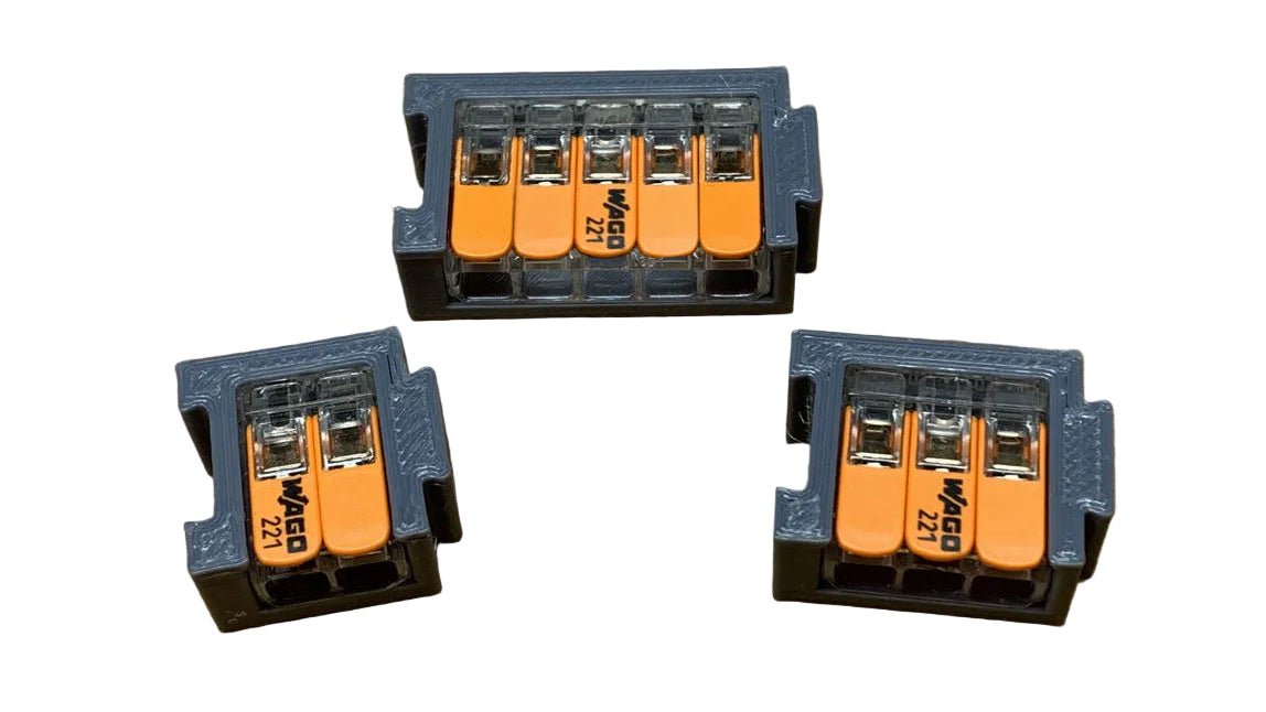 WAGO 221 Set (2 - , 3 - oder 5 - polig) mit Halterung – Kabelklemmen für Modellbahn - DSEG - Shop